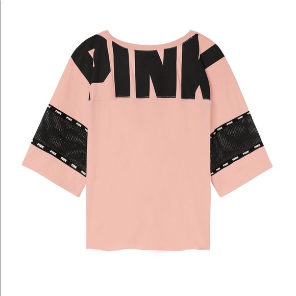 PINK Victoria's Secret Tops - New! VS PINK RAW CUT FOOTBALL JERSEY TEE